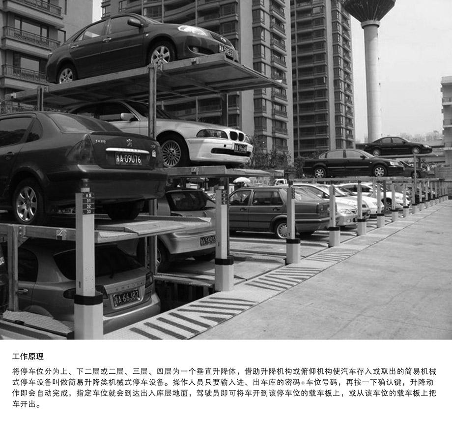 重庆昆明PJS2D1正一负一地坑简易升降机械立体停车位设备工作原理