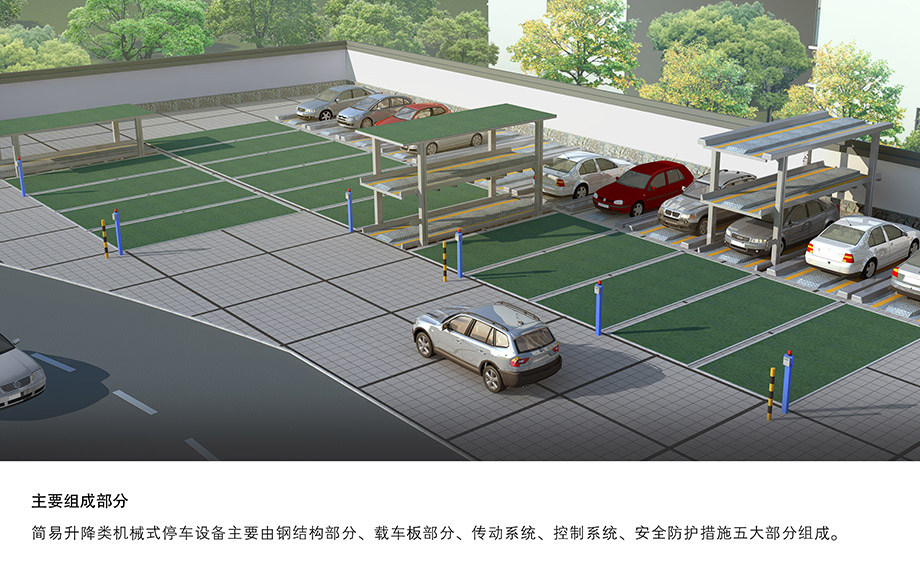 重庆昆明PJS2D1正一负一地坑简易升降机械立体停车位设备主要组成部分
