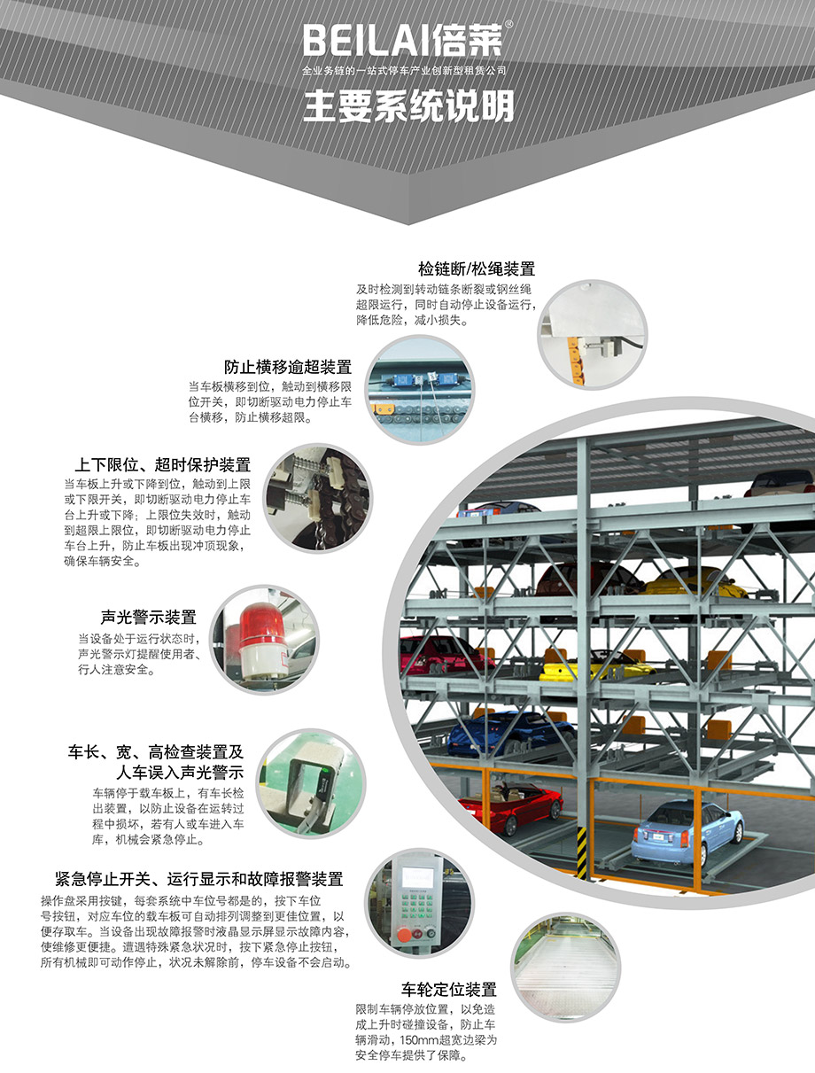 重庆昆明PSH多层升降横移机械立体停车位设备主要系统说明