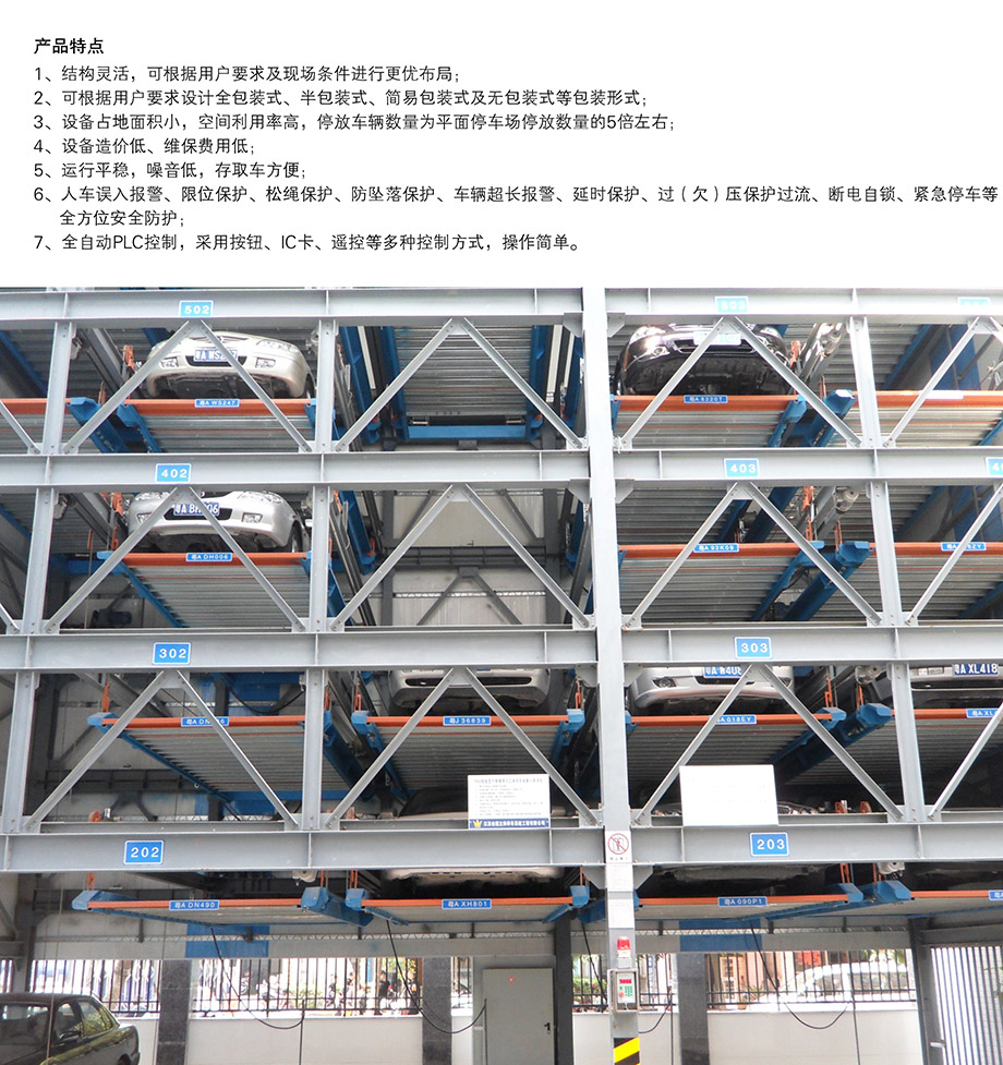 重庆昆明负一正三地坑PSH4D1四层升降横移机械立体停车位设备产品特点