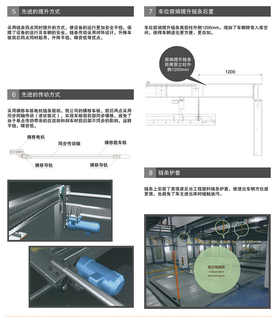 重庆昆明PSH5-D2负二正三地坑五层升降横移机械立体停车位设备提升方式链条保护